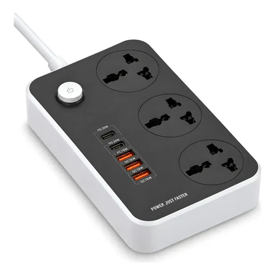 Zapatilla Alargue 3 Tomas + 3 Usb + 2 Usb C Carga Rápida