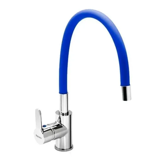 Griferia De Cocina Monocomando Peirano Colors Azul - Flexible Acabado Cromado Canilla 20-170