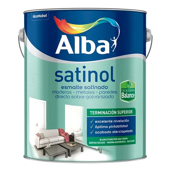 Alba Satinol Esmalte Satinado Al Agua Blanco 1 L