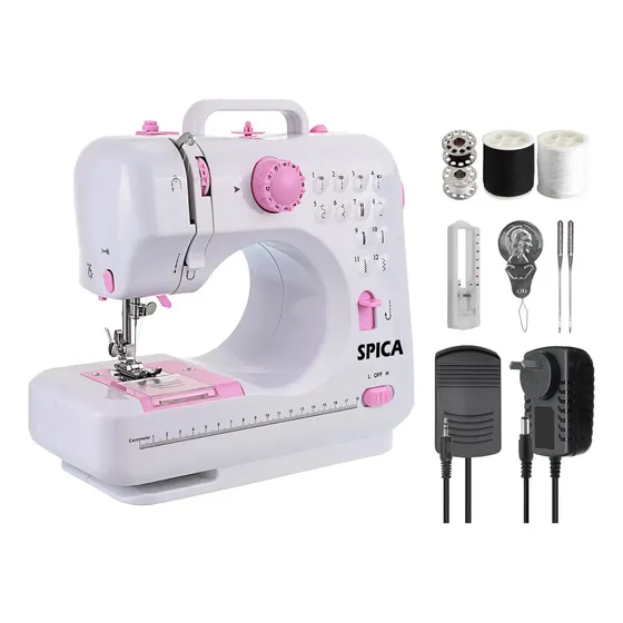 Maquina De Coser Mini Compacta Portable 12 Tipos De Puntada Color Blanco