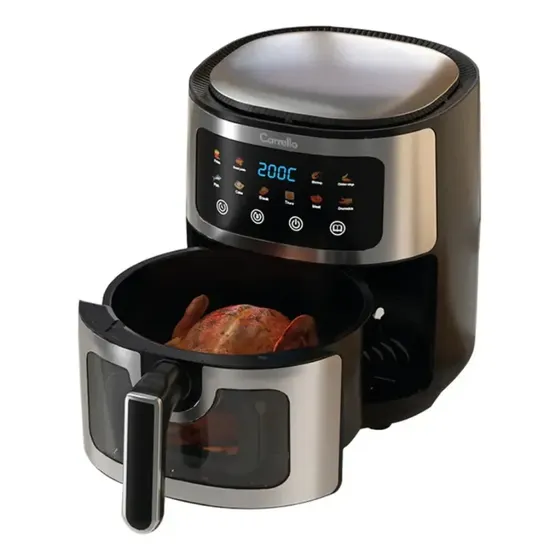 Freidora De Aire Carrello 5L - Sin Aceite Digital Pantalla Táctil Temporizador 1400W Descongela Asa Fríe Recalienta Comida Saludable