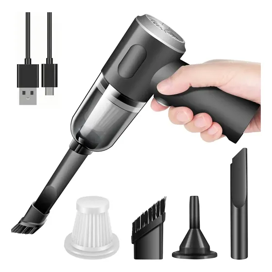Aspiradora Portátil Inalámbrica Recargable Para Auto Negro