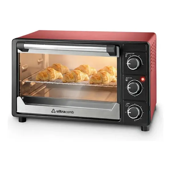 Horno Eléctrico de Mesa 32 Lts Ultracomb Uc-32n 1500W Color Rojo con bandeja y rejilla