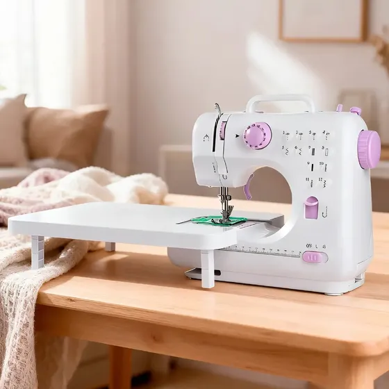 Maquina De Coser 12 Punta Mti Sm-505 Multifuncion Con Pedal Color Blanco