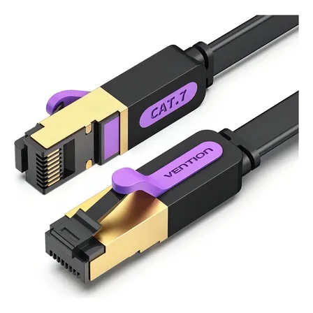 Cable de red Vention Cat7 Certificado - 0.5 metros - Premium Patch cord - Plano ftp Rj45 Ethernet 10gbps - 600 Mhz - ICABD