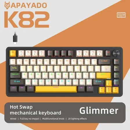 Teclado Mecánico K82 75% Cable Hot Swap Glimmer Blue Switch Inglés Us