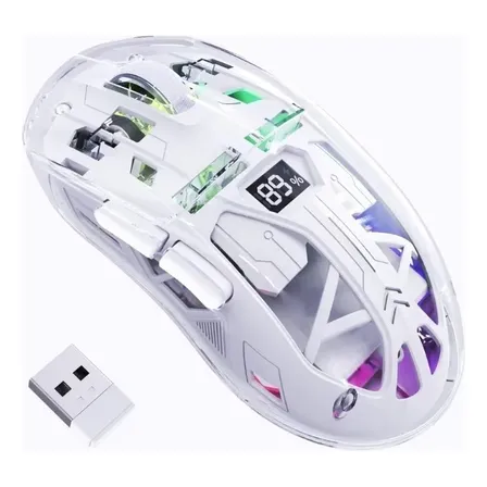 Mouse Inalámbrico Freewolf A2 Doble Modo Rgb Blanco