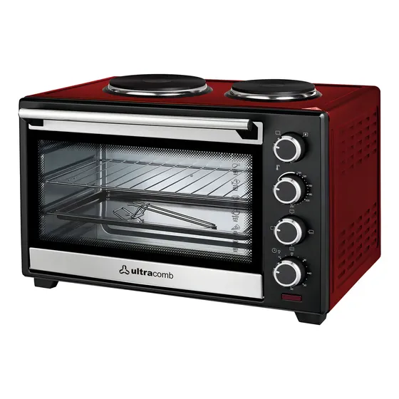 Horno Eléctrico de mesa UC-50AC 50 Litros 1600w Ultracomb Timer Con doble Anafe - Rojo