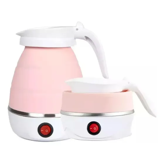 Pava / Jarra Eléctrica Plegable 600ml De Silicona 600w Rosa