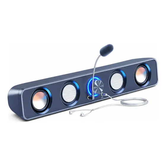 Altavoz De Barra De Sonido Para Computadora Con Micrófono E Iluminación Led Rgb