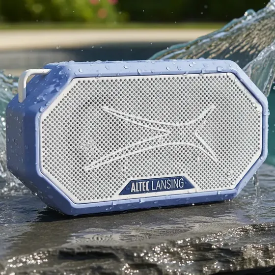 Parlante Bluetooth Portátil Altec Lansing HydraMini 2.0 Impermeable IP67 Azul con Luces LED