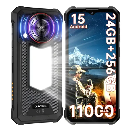 Smartphones Oukitel Wp53 Pro 11000mah 24gb Ram 256gb Rom Expansión 1tb 6.52 Hd Android 15 Celulare 128db Altavoz 900lm Lámpara De Camping Nfc/gps/otg Color Negro