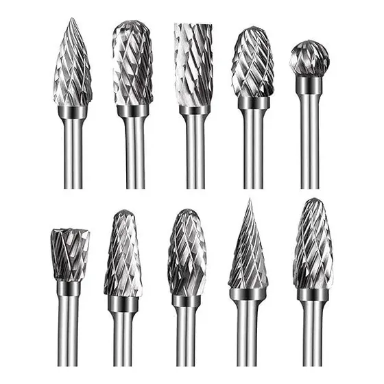 Set 10 Lima Fresa Rotativa Carburo Doble Corte Minitorno