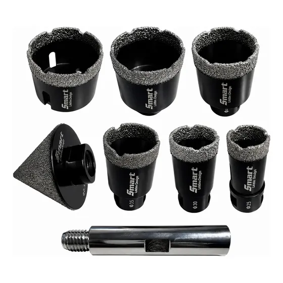 Kit Copa Diamantada Porcelanato Amoladora 8 Pz Smart Black