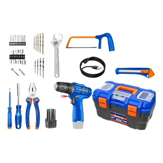 Caja Y Herramientas Wadfow SET KIT COMBO 76 Piezas Wdt1b77 Azul