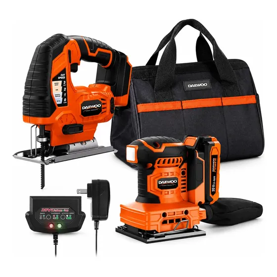 Kit Carpinteria Sierra Caladora Lijadora 20v + Bolso Daewoo