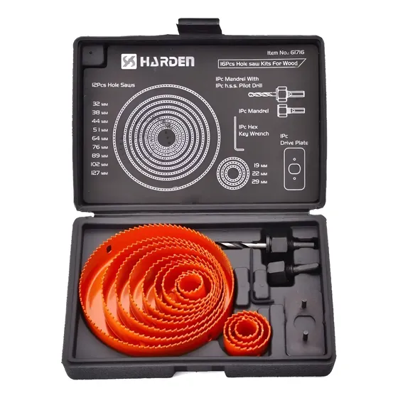 Mechas Sierra Copa Madera Yeso Plastico 16 Pzs Harden 610548