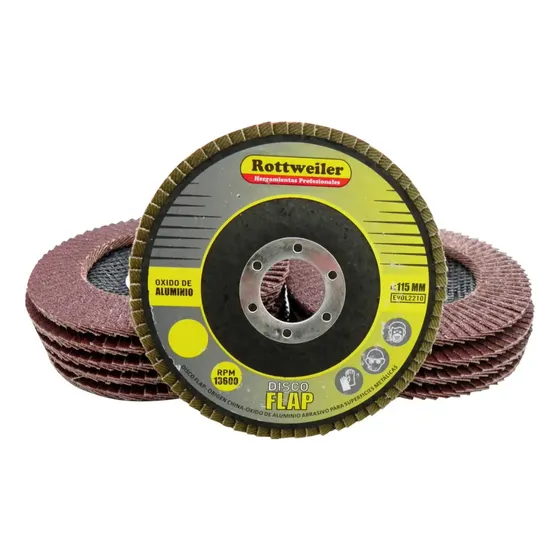 Disco Flap Rottwailer EVOL2200 115mm x 6mm grano 40 color amarillo/negro pack x 10 unidades