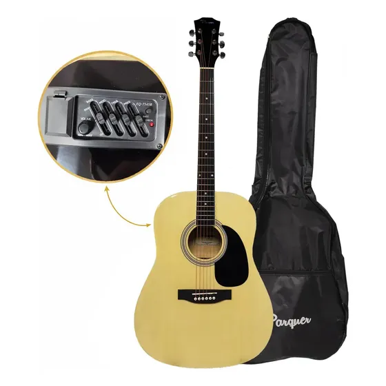 Guitarra Electroacustica Parquer Custom Marron Eq Funda Marrón Claro Diestro Arce