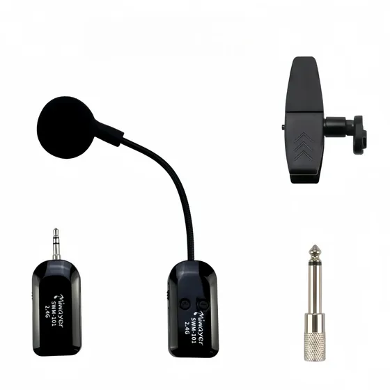 Micrófono Miwayer Swm-101 Con Clip Para Guitarra, 2,4 G, Alc Negro