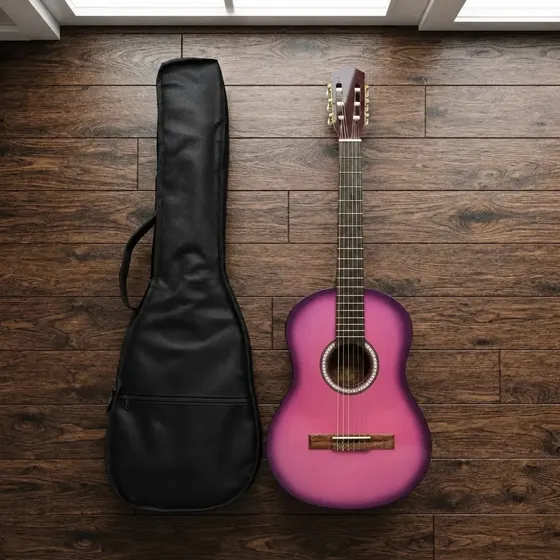 Guitarra Acustica Cuerdas Nylon + Funda Pua. Modelo N2 Negra