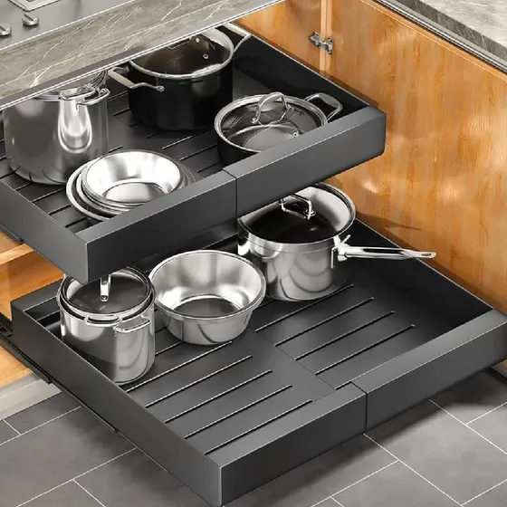 Estante Organizador Bajo Mesada Waggs Deslizante Expandible de 30 a 53 cm Negro