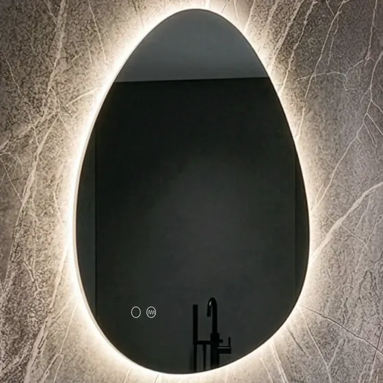 Espejo Digital Led Desempañador Luz Irregular Táctil 80x60cm