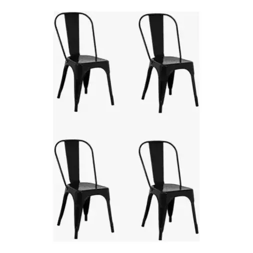 Silla Tolix Pack X4 Silla Metálica De Comedor Calidad Metal Color Negro