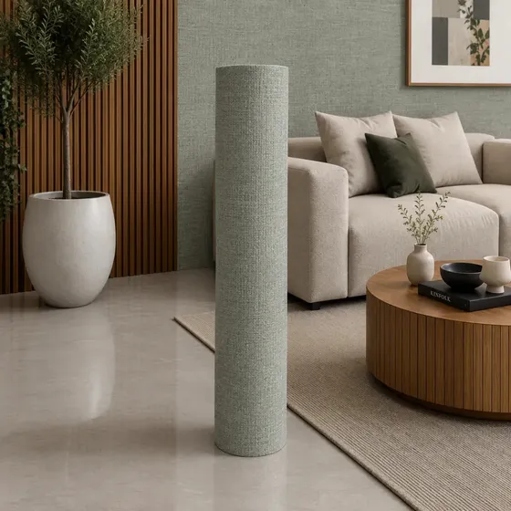 3 Rollos Revestimiento De Pared Autoadhesivo Simil Tela Lino Color Grey 50cm X 10m Por Rollo (15m2) Marca Holzboden