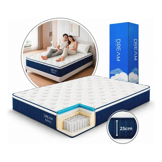 Colchon De Resorte Dyvan Dream Hybrid Alta Densidad Memory Foam 2 plazas