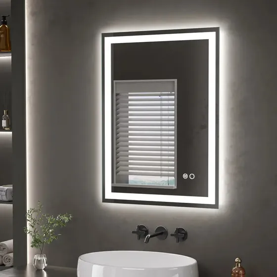 Espejo Digital Luz Led Táctil Desempañador Baño Rectangular Marco Pulido