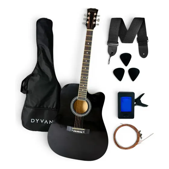 Guitarra Electroacustica Dyvan Diestro Accesorios Incluidos Negro Diestro 41 Pulgadas