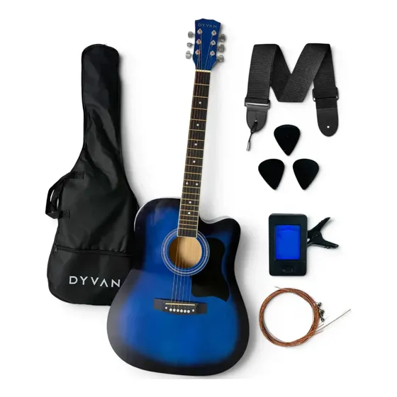 Guitarra Electroacustica Dyvan Diestro Accesorios Incluidos Azul