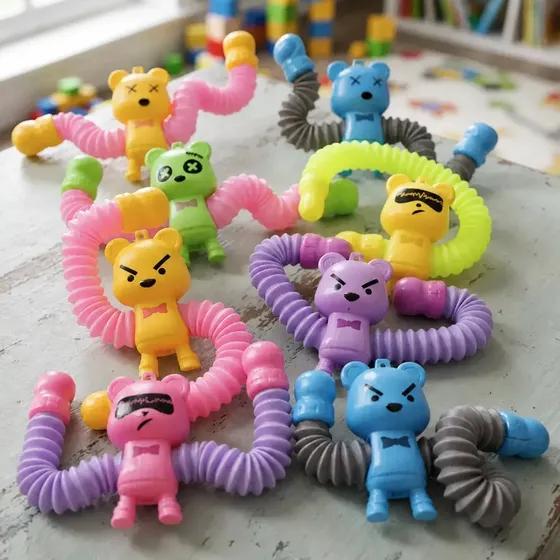 10 Pop Tube Robot Caras Tubo Sensorial Cotillon Piñata