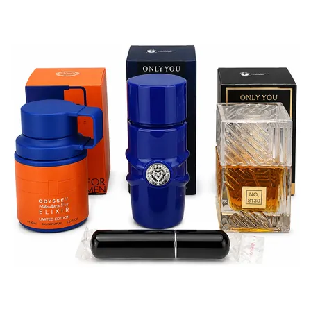 Set X 3 Perfumes Árabes Hombre Fragancias Dulces Onlyou 30 Ml + Perfumero Recargable De Regalo