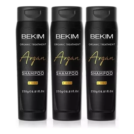 Shampoo Argan 4 Oils Tratamiento Capilar Bekim 250gr Pack X3
