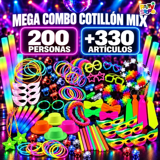 Combo Cotillon Luminoso Led Carioca Neon Fiesta 200 Personas