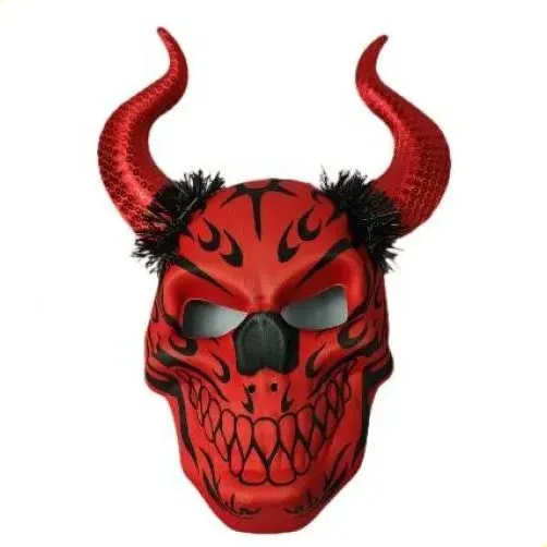 Máscara De Cuerno De Calavera Del Diablo Rojo Para Fiesta De