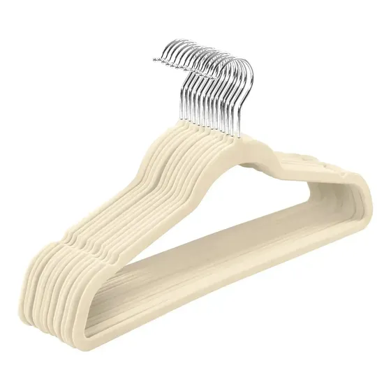 Perchas Terciopelo Slim Ultradelgada Antideslizante X 30 Premium Pack Color Hueso