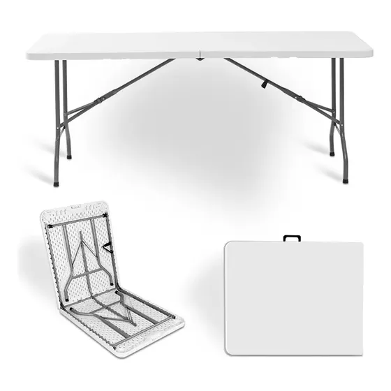 Mesa Plegable Valija 180 Cm Blanca Jardin Fiesta Camping