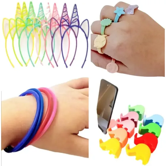 15 Vinchas Unicornio + 15 Anillos +15 Pulseras +15 Elefantes