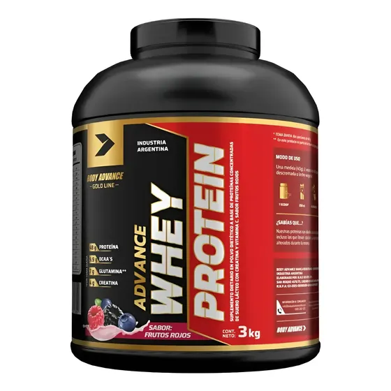 Whey Protein 3kg Body Advance Proteína Concentrada Premium Sabor Frutos Rojos