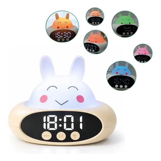 Reloj Despertador Digital Led Alarma Infantil 12 Colores Usb