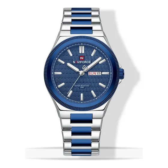 Naviforce Diseño Único Moda Acero Inoxidable Hombre Reloj