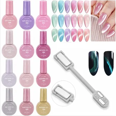 Kit X4 Esmaltes Ojo De Gato City Girl 7ml + Imán Magnético 08