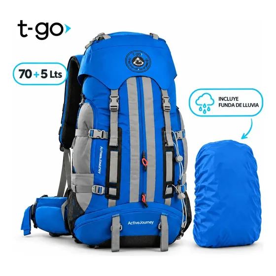 Mochila de viaje T-Go Ajuste Pectoral y Lumbar XS504 75 Litros con Funda de lluvia