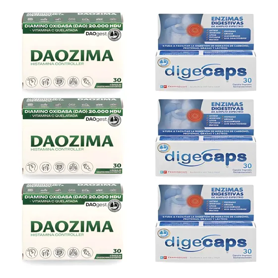 3 Daozima + 3 Digecaps Enzimas Digestivas