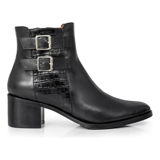 Bota Mujer Cuero Botineta Cierre Zapato Hebillas Briganti