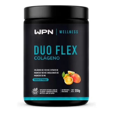 Colágeno Hidrolizado WPN Duo Flex con Magnesio y Ácido Hialurónico Sabor Naranja