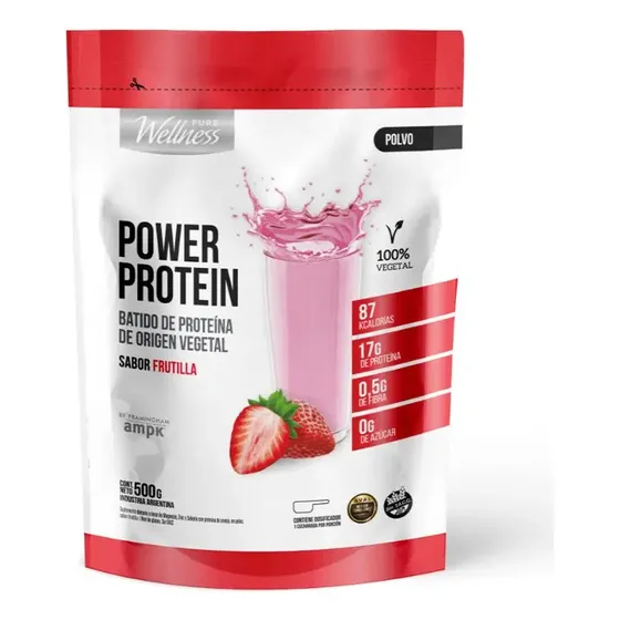 Proteína Vegetal Suplemento Pure Wellness Power Protein Sabor Frutilla X 500g Frutilla
